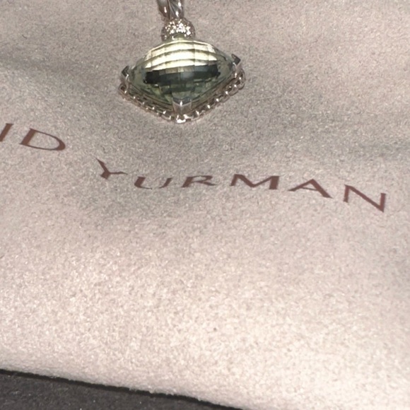 David Yurman Prasiolite Cushion on Point Pendant w/ Diamonds - Picture 4 of 13